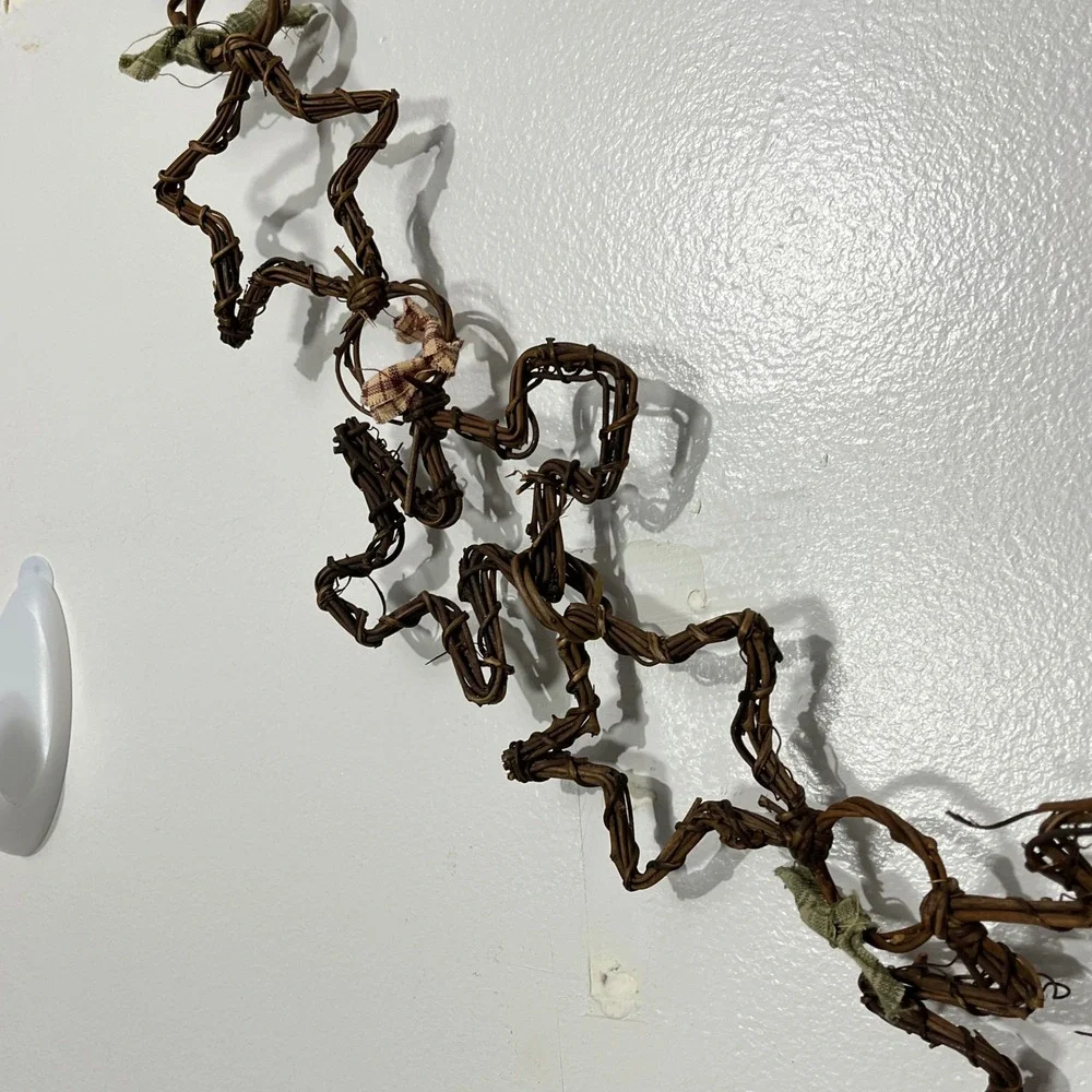 Vintage  Grapevine Garland Home Decor OS Brown Star Circle Link Rustic Bows